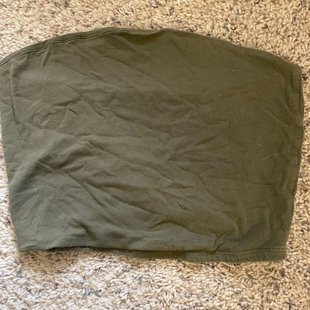 GARAGE Olive Green Crop Tube Top MEDIUM